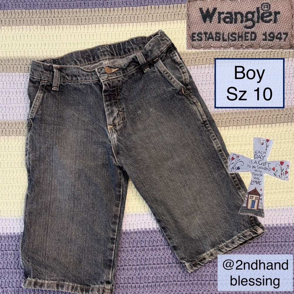 Wrangler Long Shorts, Denim Carpenter, Boy Sz 10, Adjustable Waist